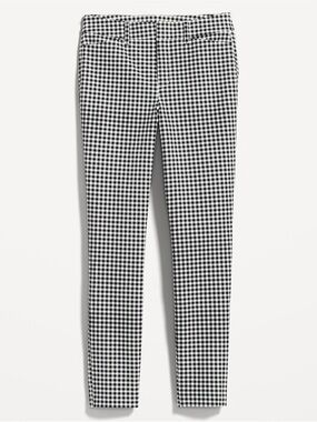 Old Navy Women's mid rise Pixie Ankle Pants black white gingham check 6